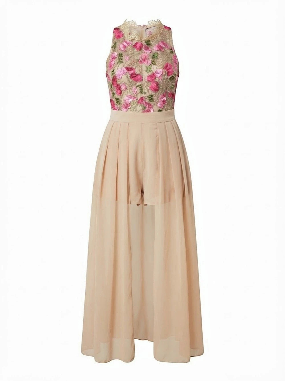 Floral Maxi Dress in Pink & Beige